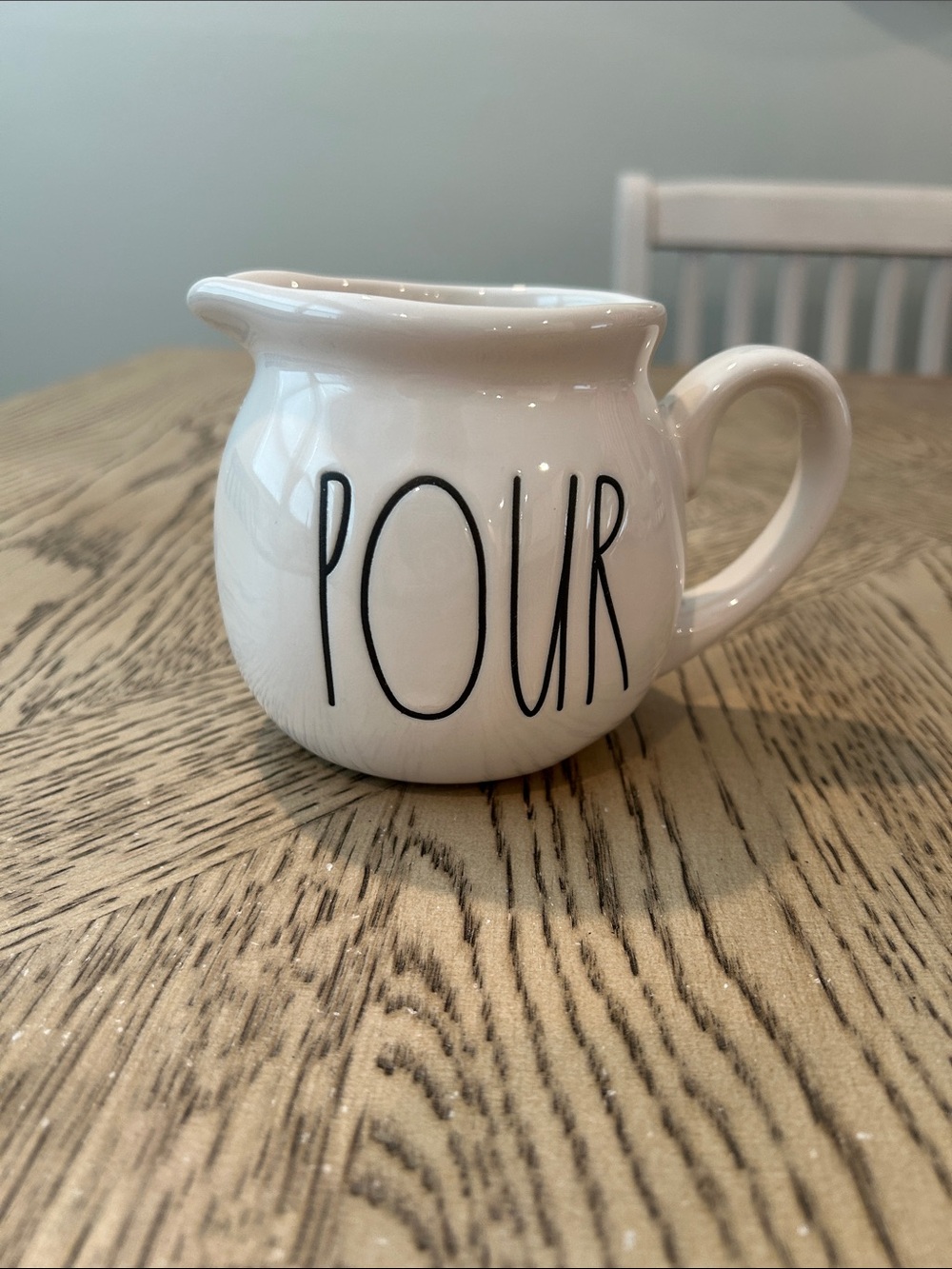 Rae Dunn White Ceramic 'POUR' Creamer Pitcher